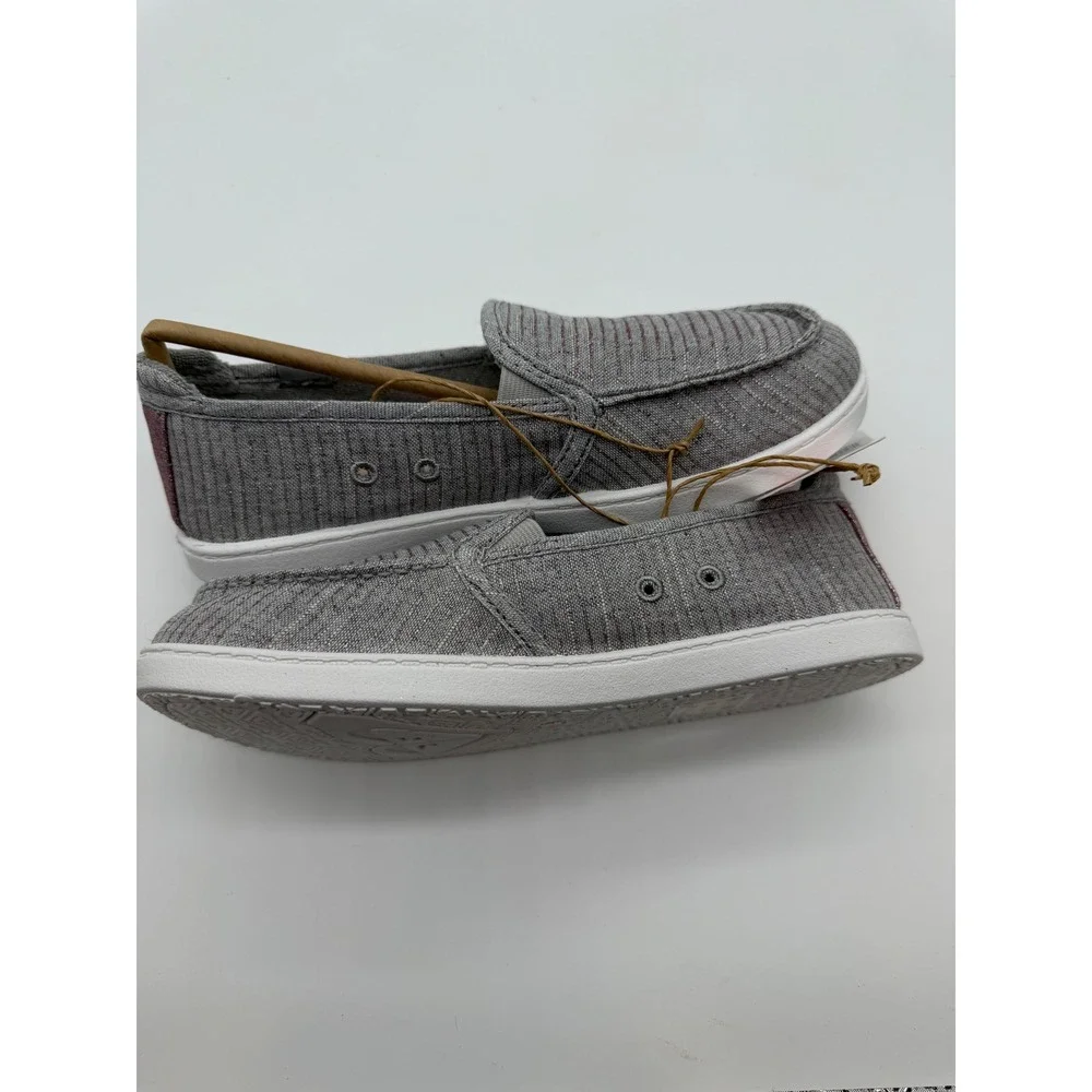 Roxy Minnow Grey Glitter Slip On Sneakers Womens 4 Grey Gris New
